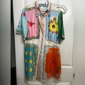 Sunday Multicolor Graphic Dress with Belt